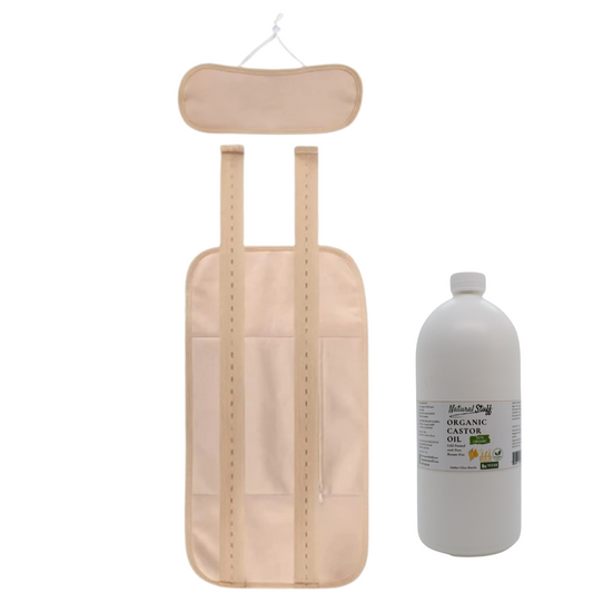 Natural Stuff Organic Castor Oil Pack Wrap Set & 500ml Organic Castor Oil