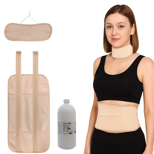 Natural Stuff Organic Castor Oil Pack Wrap Set & 500ml Organic Castor Oil