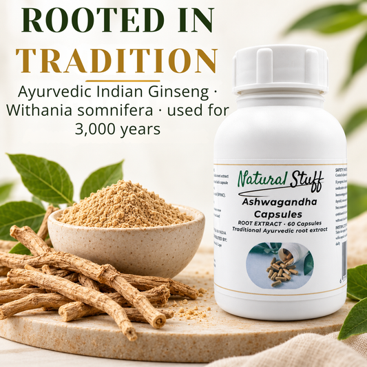 Natural Stuff Ashwagandha Root Capsules 450mg – Herbal Adaptogen Supplement