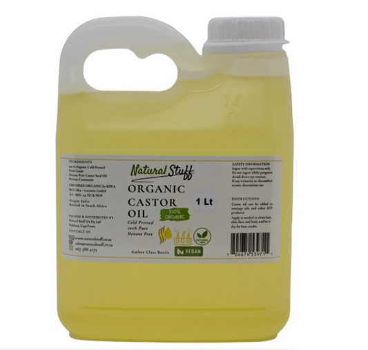Natural Stuff 100% Pure Organic Cold Pressed Hexane Free Castor Oil 1000ml
