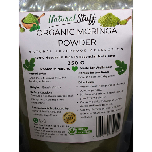 Natural Stuff Organic Moringa Powder - Energy, Vitality & Wellness Support
