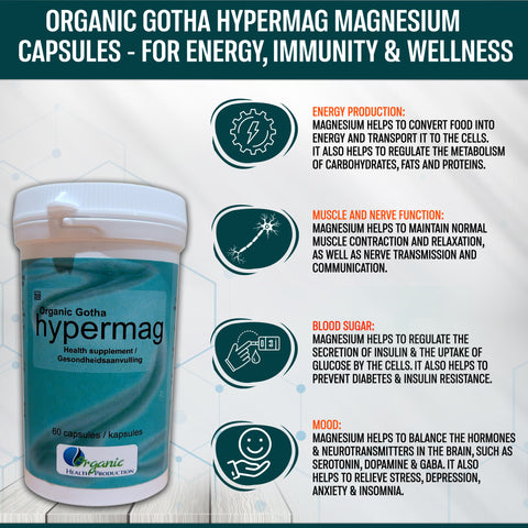 Organic Gotha Hypermag Magnesium Capsules - for Energy and Wellness