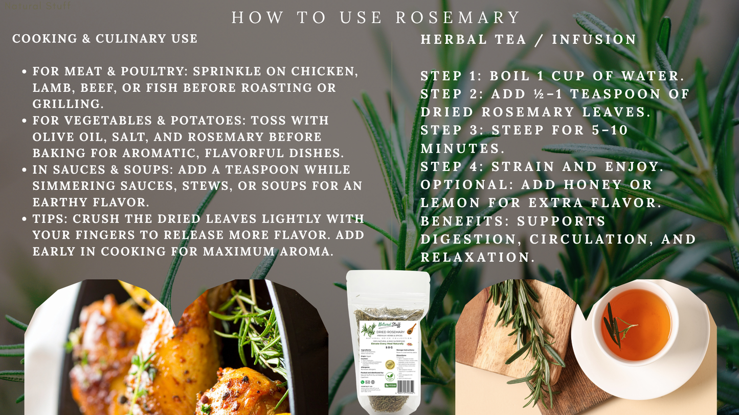 Natural Stuff Dried Rosemary Leaves - Premium Culinary & Herbal Herb