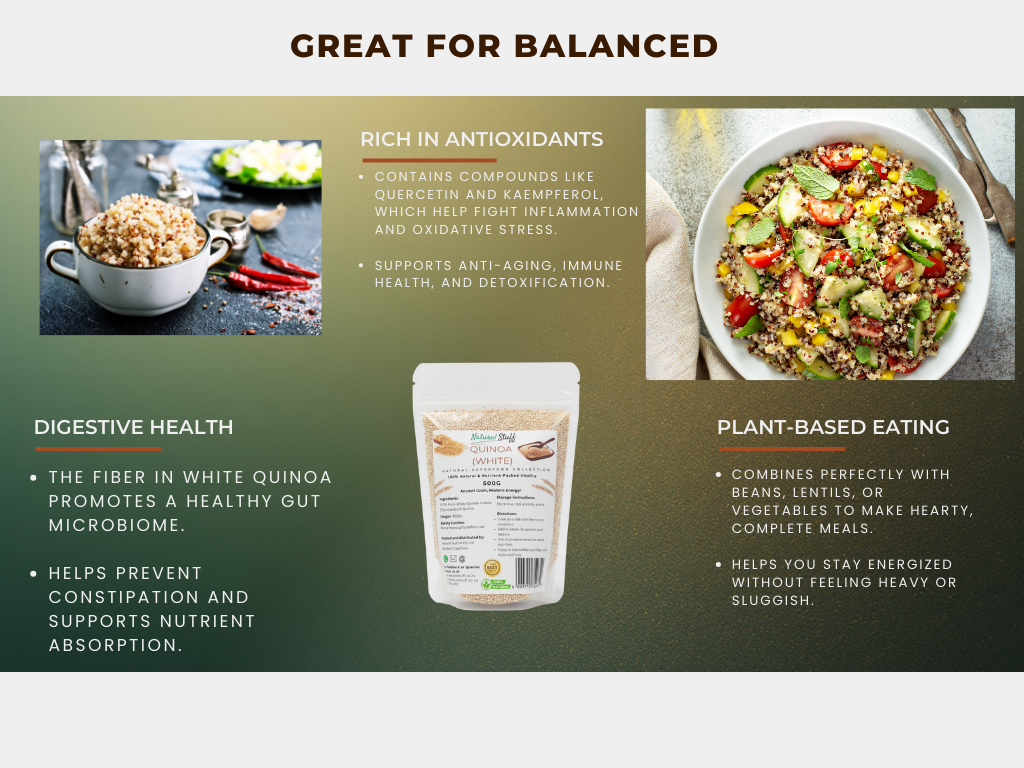 Product packaging with text about health benefits on a green background