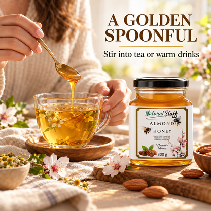 Natural Stuff Almond Honey 300g – 100% Pure Honey with a Rich Nutty Flavour