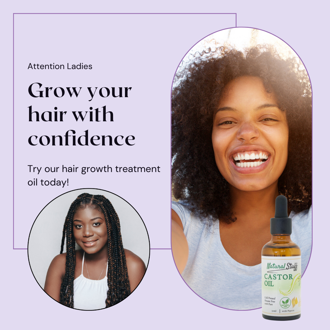 Natural Stuff Premium Castor Oil Cold-pressed Hexane Free 50ml with free 5 Mascara Wands