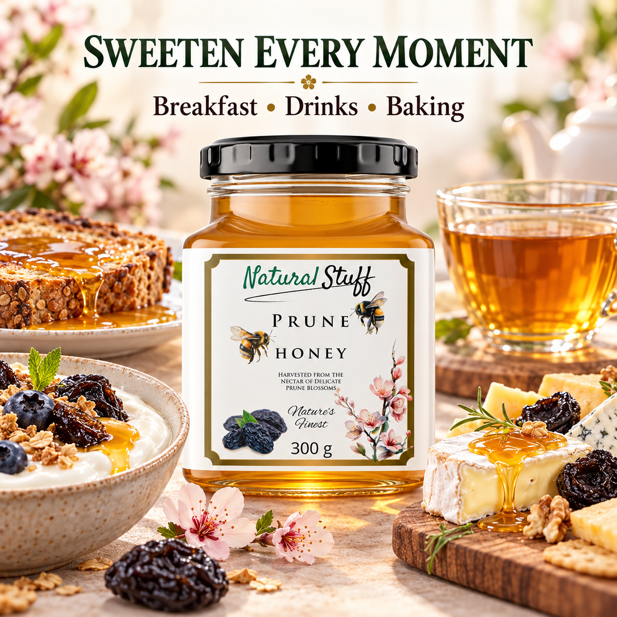 Natural Stuff Prune Honey 300g – 100% Pure Honey with a Rich Fruity Flavour