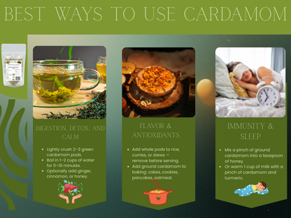 Natural Stuff Premium Whole Cardamom - Fresh, Fragrant, Bold Aroma