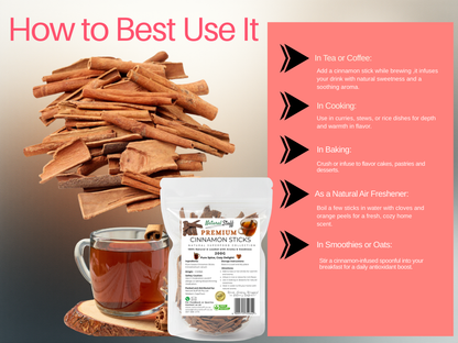 Cinnamon sticks with a package and instructions on how to use them.