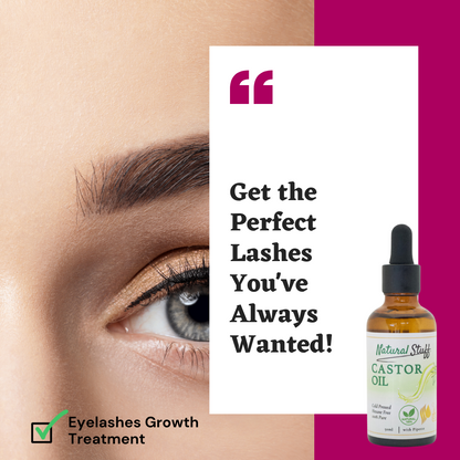 Natural Stuff Premium Castor Oil Cold-pressed Hexane Free 50ml with free 5 Mascara Wands