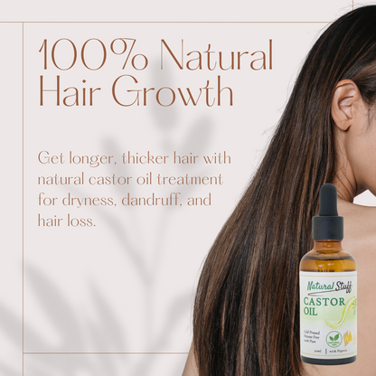 Natural Stuff Premium Castor Oil Cold-pressed Hexane Free 50ml with free 5 Mascara Wands