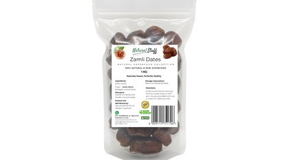 Bag of Zamli Dates with a visible label on a white background
