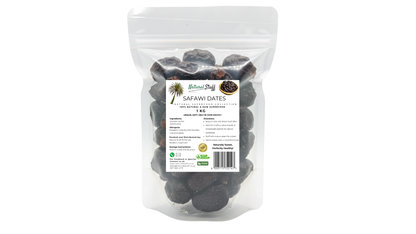 Bag of Safawi Dates with a visible label on a white background