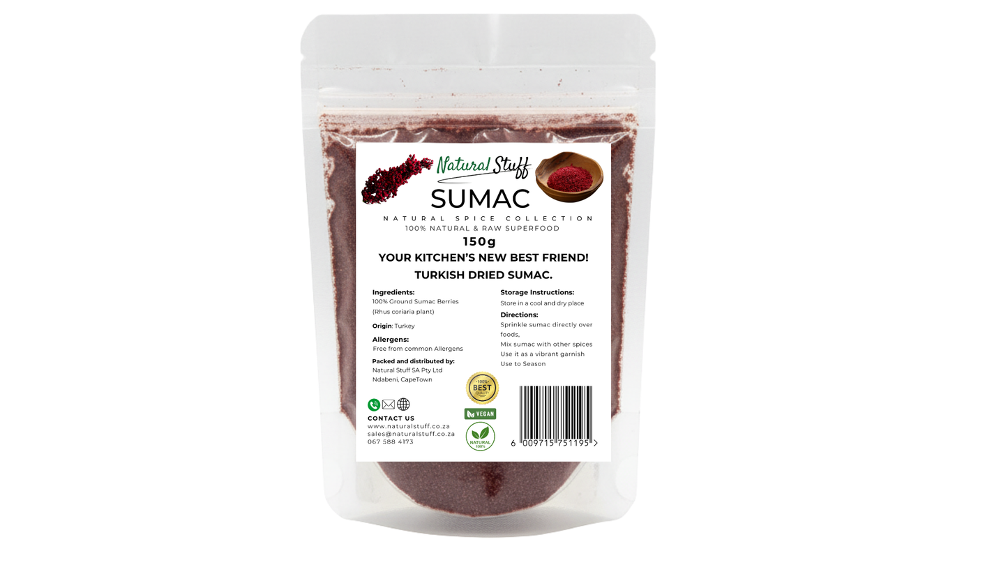 Sumac package with label on a white background