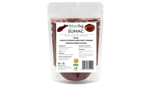 Sumac package with label on a white background