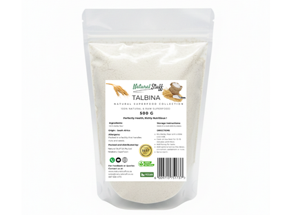 Package of Talbina powder with a label on a white background
