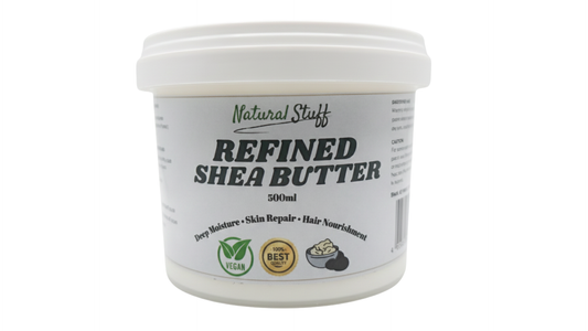 Jar of Natural Stuff Refined Shea Butter on a white background