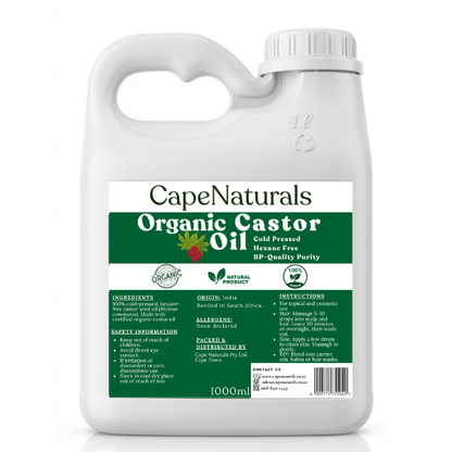 Cape Naturals Organic Castor Oil 1L – Pure, Cold-Pressed & Hexane-Free