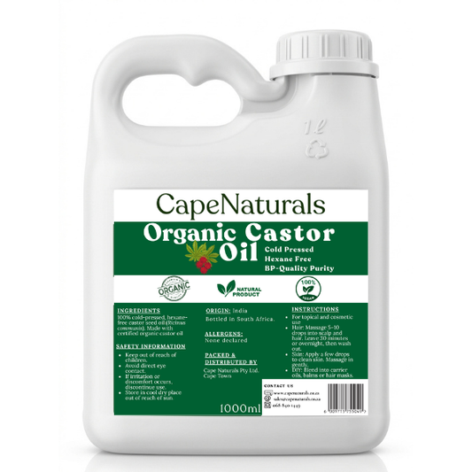 Cape Naturals Organic Castor Oil 1L – Pure, Cold-Pressed & Hexane-Free