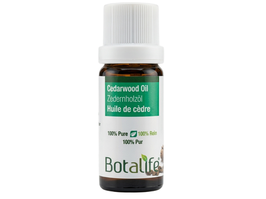 Bottle of Botalife Cedarwood Oil on a white background
