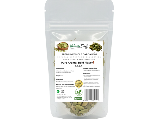 Natural Stuff Premium Whole Cardamom - Fresh, Fragrant, Bold Aroma