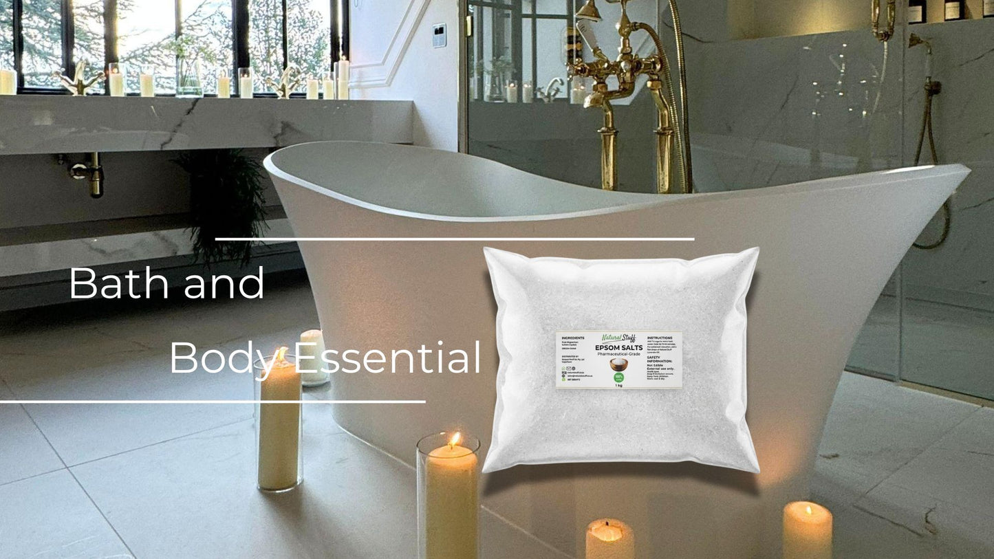 Bag of Epsom Salt with a bathroom in the background