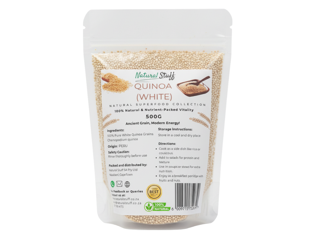 Package of Natural Stuff White Quinoa on a white background
