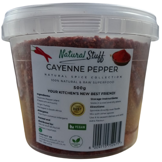 Natural Stuff Cayenne Pepper 500g - 100% Pure, Spicy & Flavorful Heat