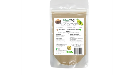 Package of Amla Powder with 'Natural Stuff' branding on a white background