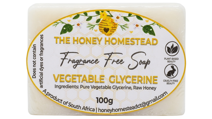 The Honey Homestead Fragrance Free Soap – Vegetable Glycerine & Raw Honey 100g