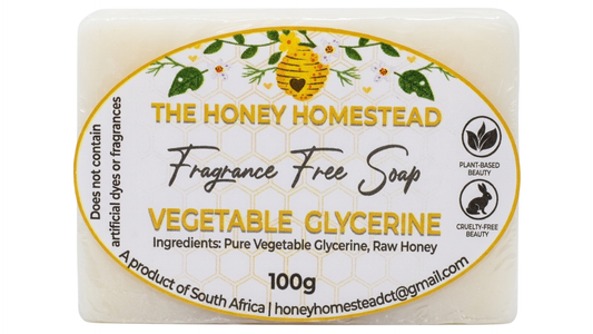 The Honey Homestead Fragrance Free Soap – Vegetable Glycerine & Raw Honey 100g