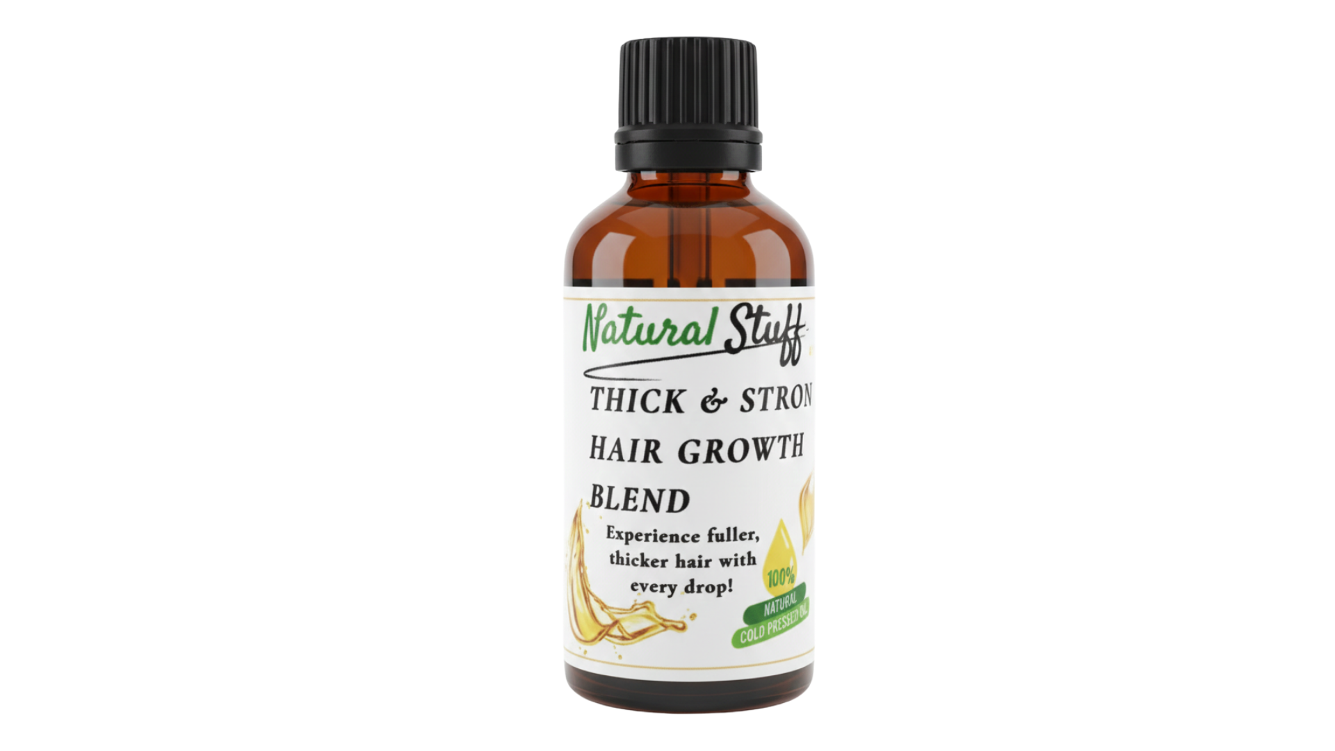 Bottle of Natural Stuff Thick & Strong Hair Growth Blend on a white background