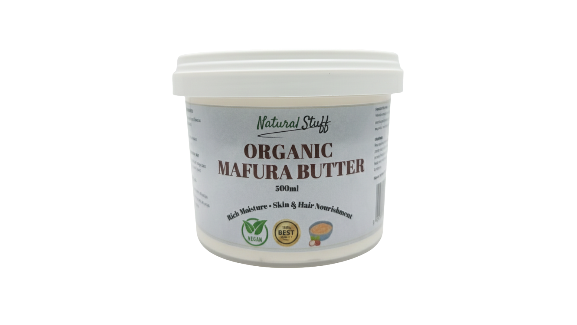 Container of Organic Mafura Butter with 'Natural Stuff' branding on a white background
