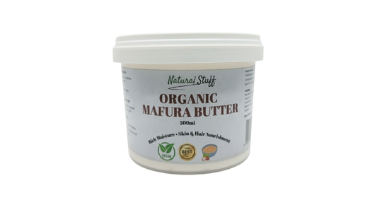 Container of Organic Mafura Butter with 'Natural Stuff' branding on a white background