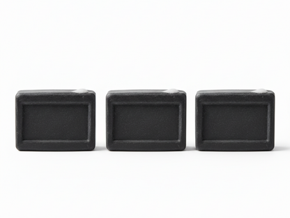 Three black rectangular blocks on a white background