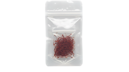 Small package of red material on a white background