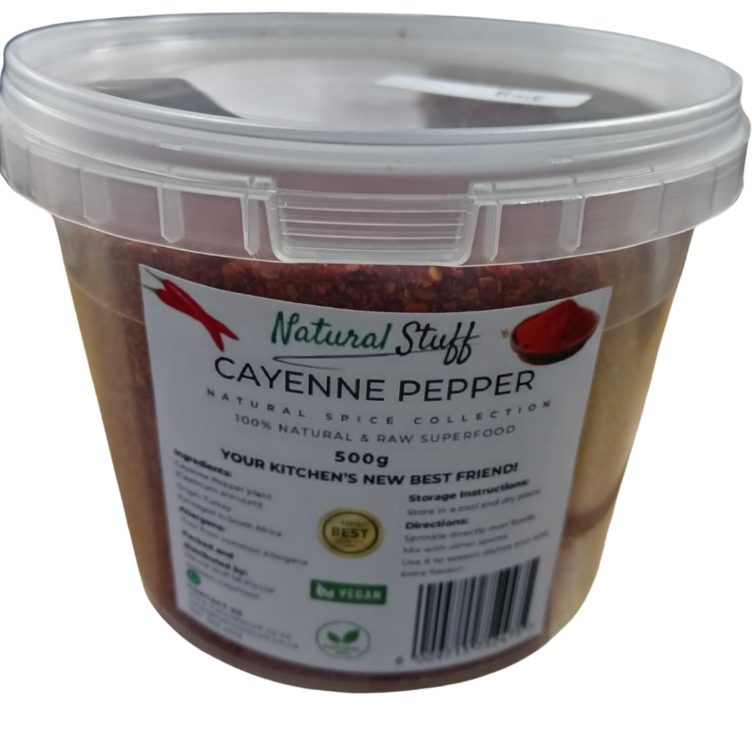 Natural Stuff Cayenne Pepper 500g - 100% Pure, Spicy & Flavorful Heat