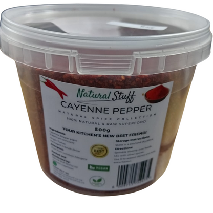 Natural Stuff Cayenne Pepper 500g - 100% Pure, Spicy & Flavorful Heat