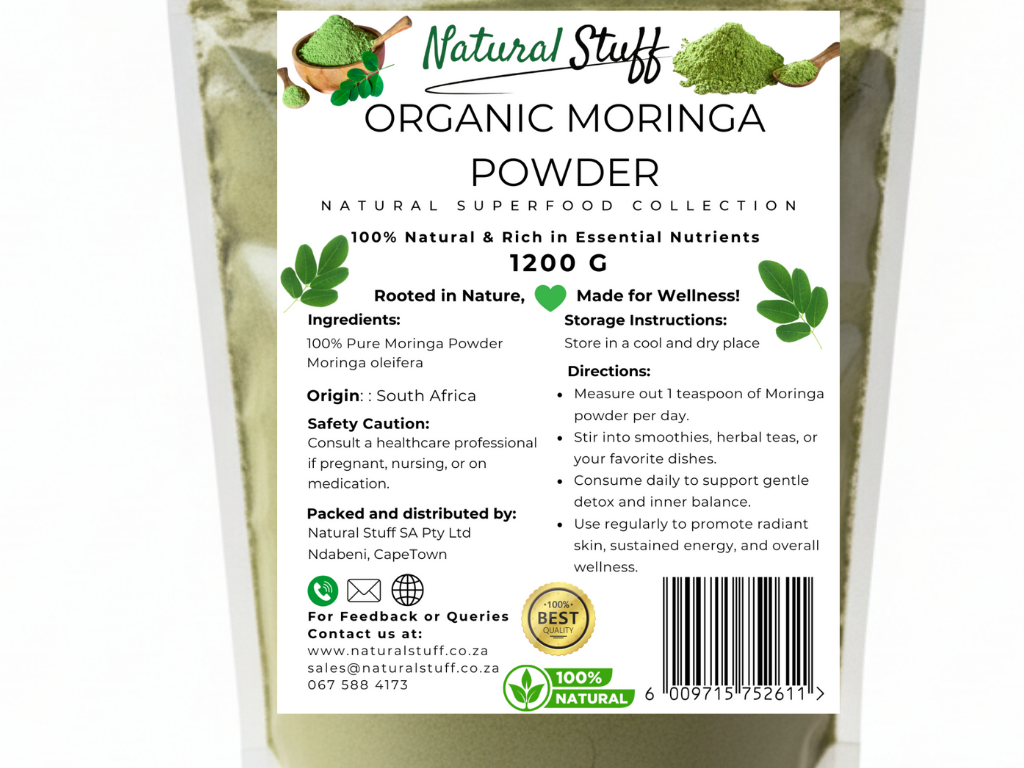 Natural Stuff Organic Moringa Powder - Energy, Vitality & Wellness Support