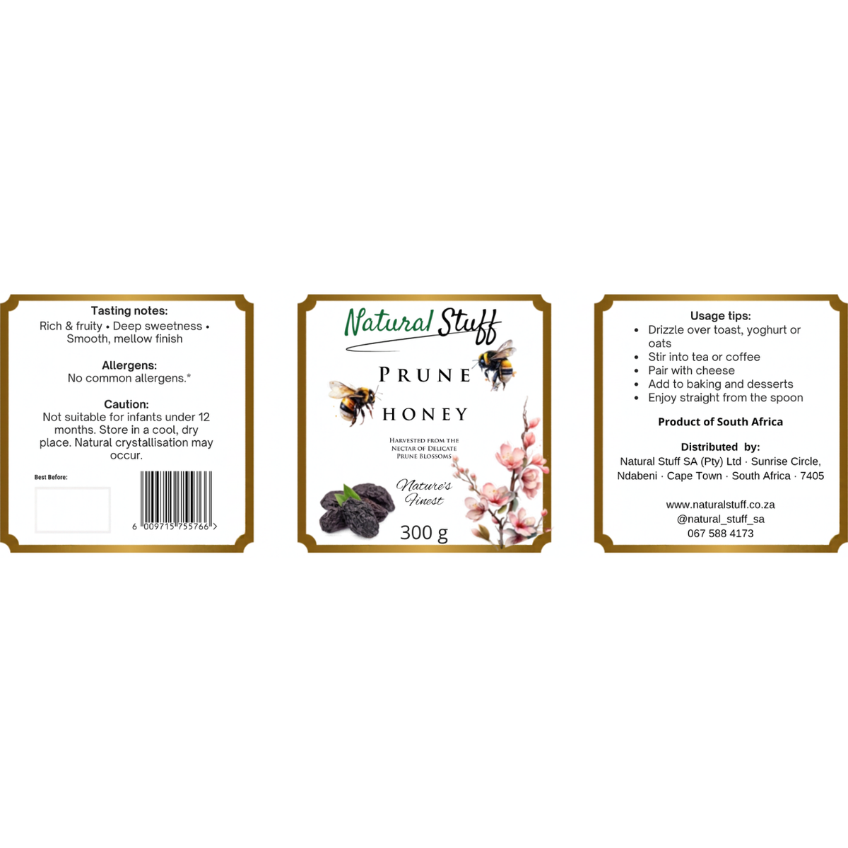 Natural Stuff Prune Honey 300g – 100% Pure Honey with a Rich Fruity Flavour