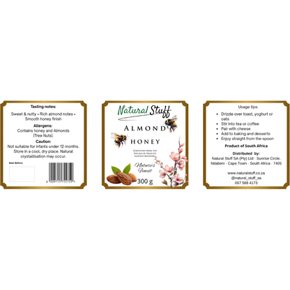 Natural Stuff Almond Honey 300g – 100% Pure Honey with a Rich Nutty Flavour