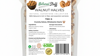 Package of Walnut Halves with Nutritional Information and Storage Instructions