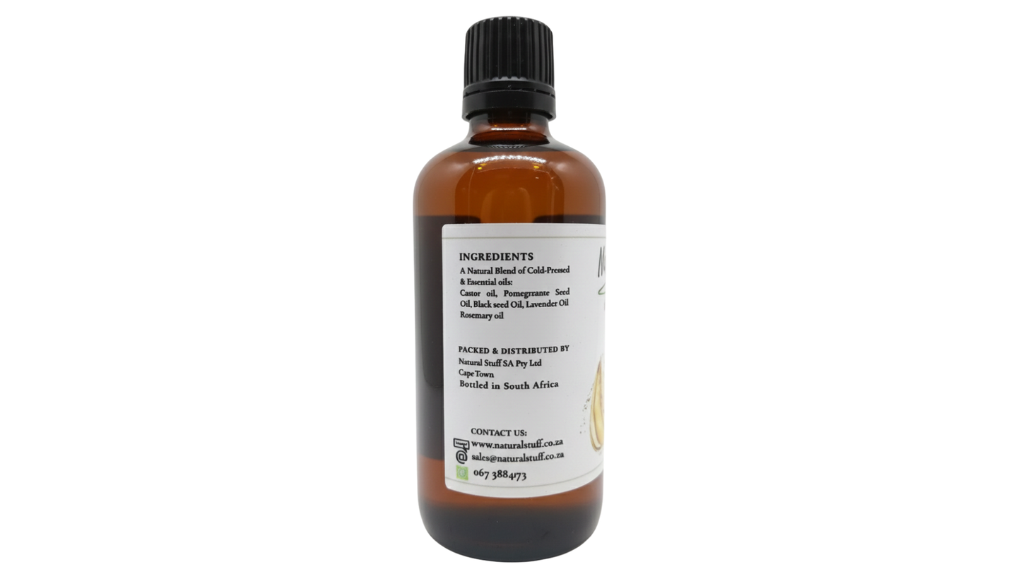 Brown bottle with a label on a white background