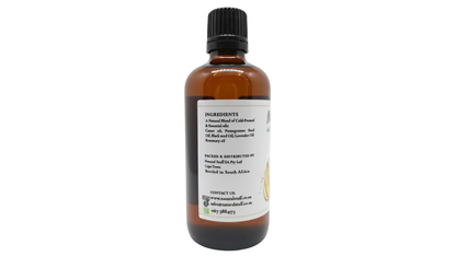 Brown bottle with a label on a white background