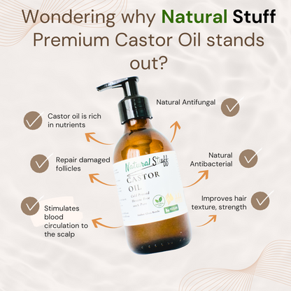 Natural Stuff Premium Castor Oil Cold-pressed Hexane Free 200ml