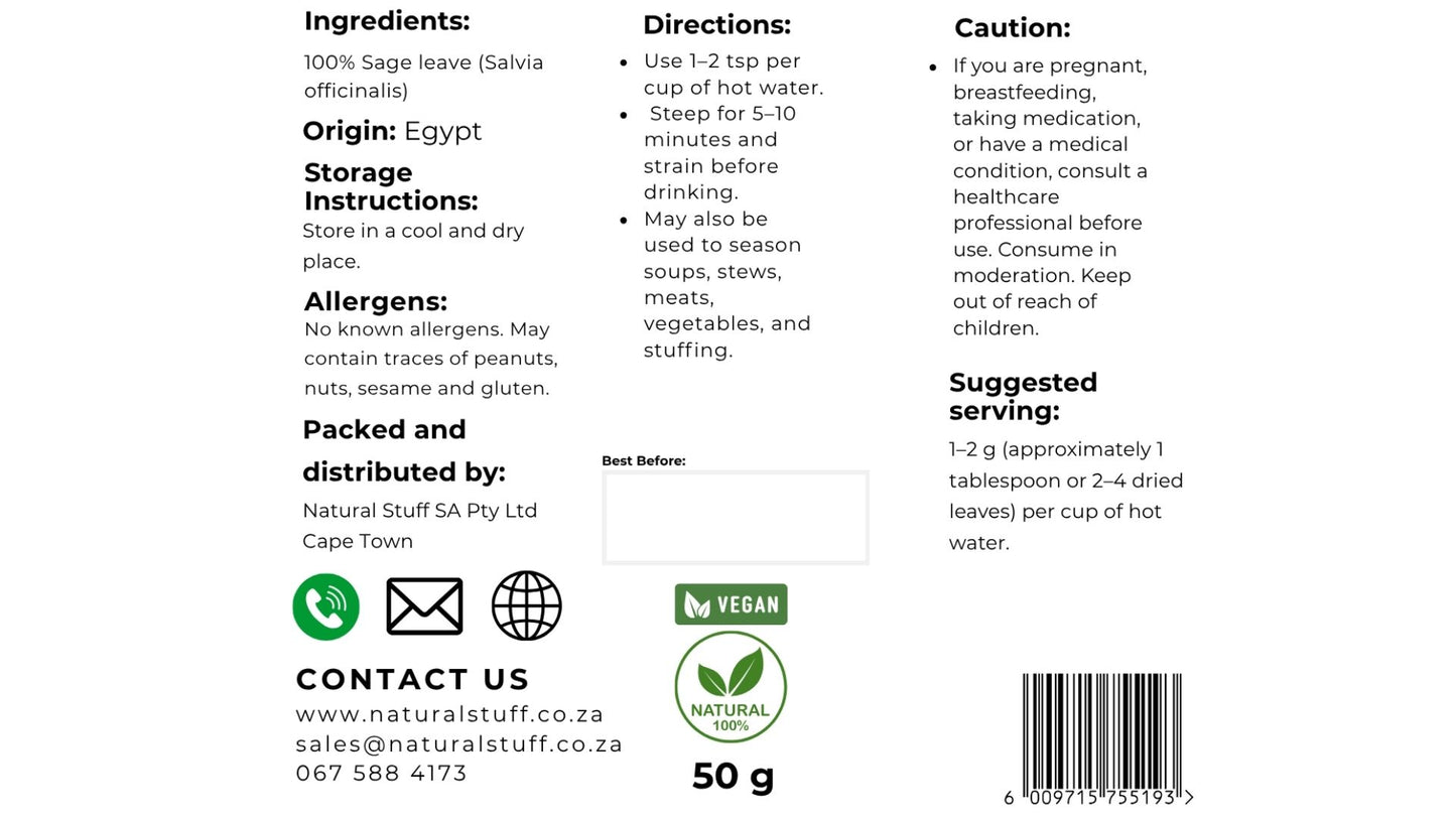 Natural Stuff Sage Leaves – Dried Sage Herb, Pure & Natural