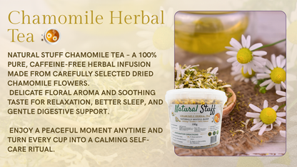 Natural Stuff Chamomile Herbal Tea - Calming and restful sleep resuable tub 100g