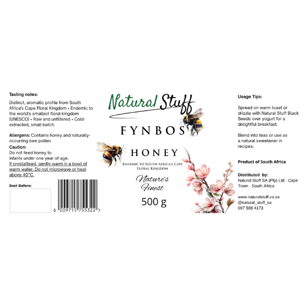 Natural Stuff Fynbos Floral Honey 500g – Pure Raw Cape Honey