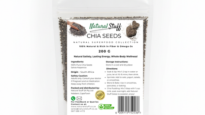 Package of Natural Stuff Chia Seeds on a white background