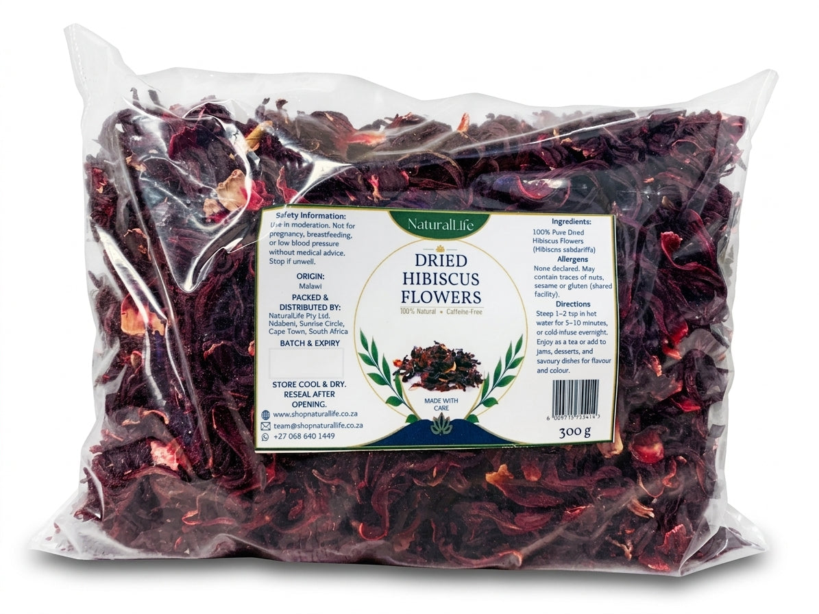 NaturalLife Dried Hibiscus Flowers – Whole Petals, Caffeine-Free Tea